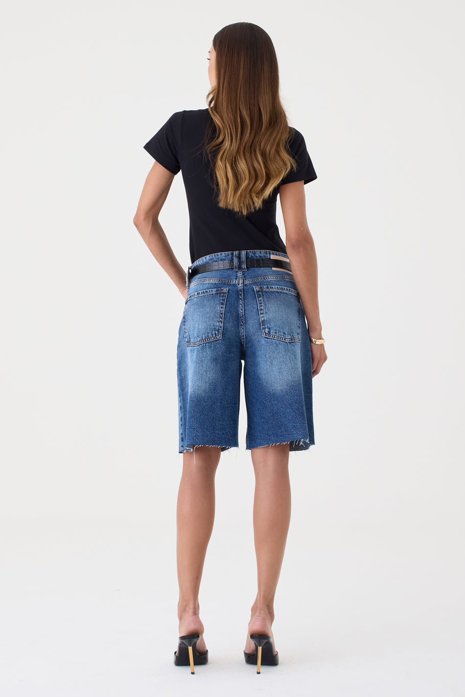 Jorts Helena Barra a Fio – Jeans Médio Escuro