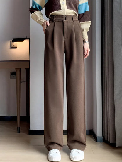Calça Wide de Lã Batida – Maysa