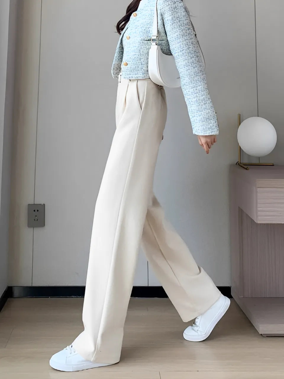 Calça Wide de Lã Batida – Maysa