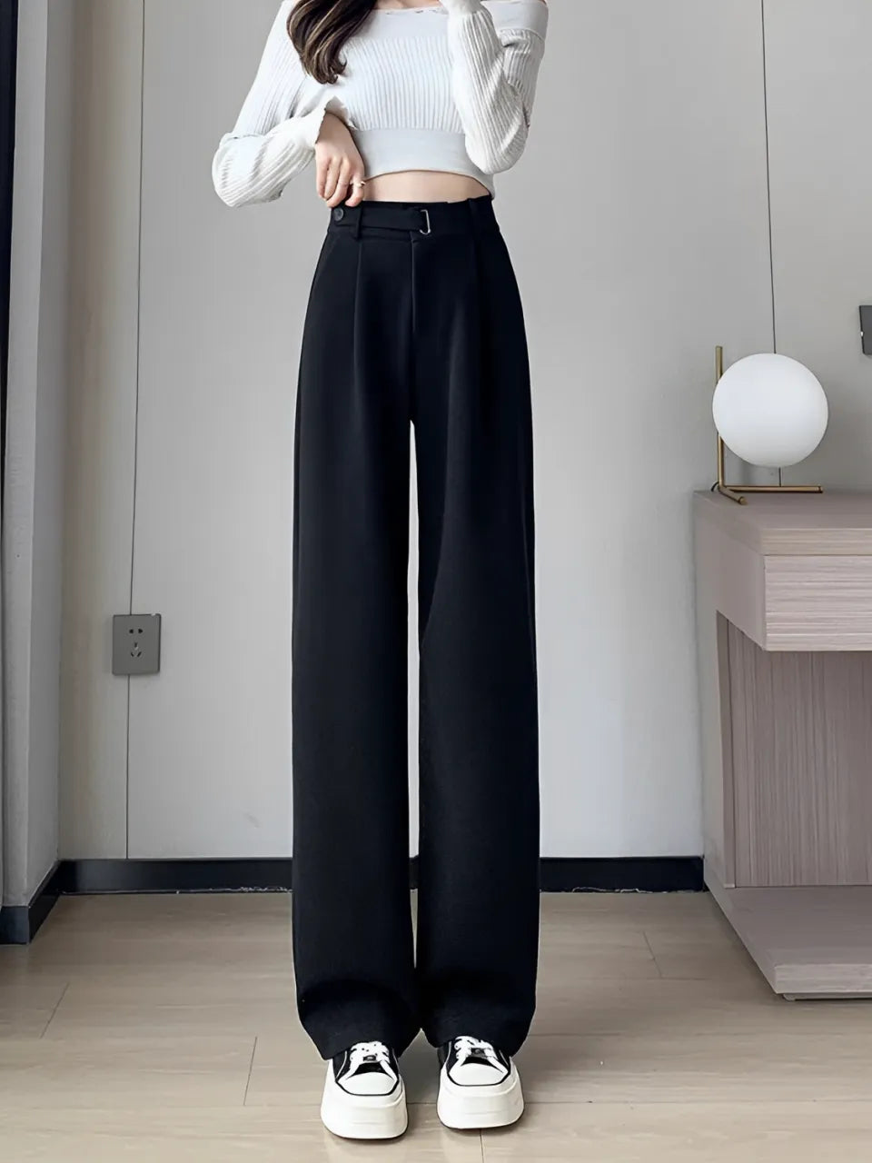 Calça Wide de Lã Batida – Maysa