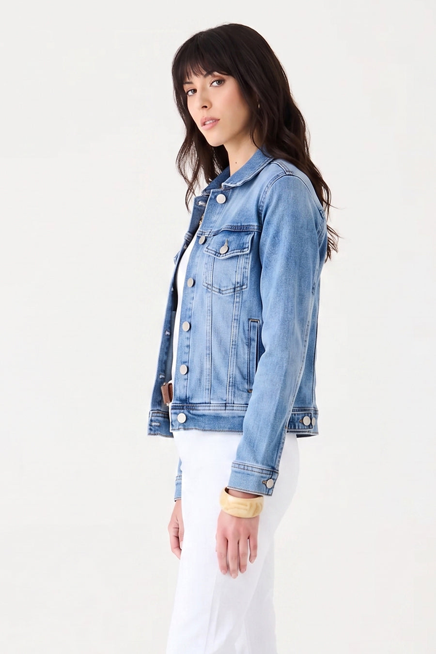 Jaqueta Bianca Bolso Embutido – Jeans Médio