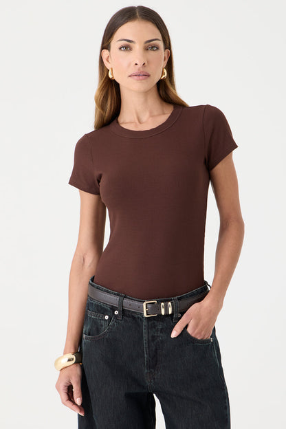 T-shirt Baby Look Ribana – Marrom