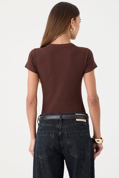 T-shirt Baby Look Ribana – Marrom