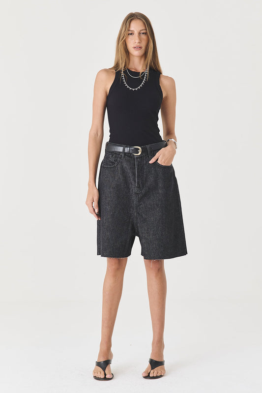 Bermuda Mia Jumbo Amaciada – Jeans Black
