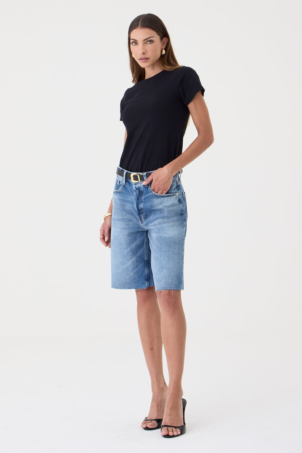 Jorts Helena Barra a Fio – Jeans Médio