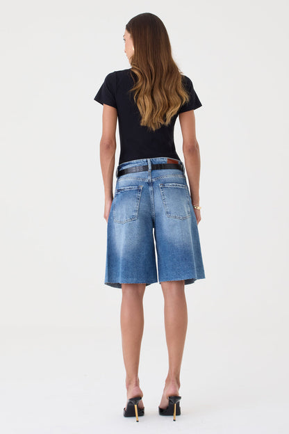 Jorts Helena Barra a Fio – Jeans Médio