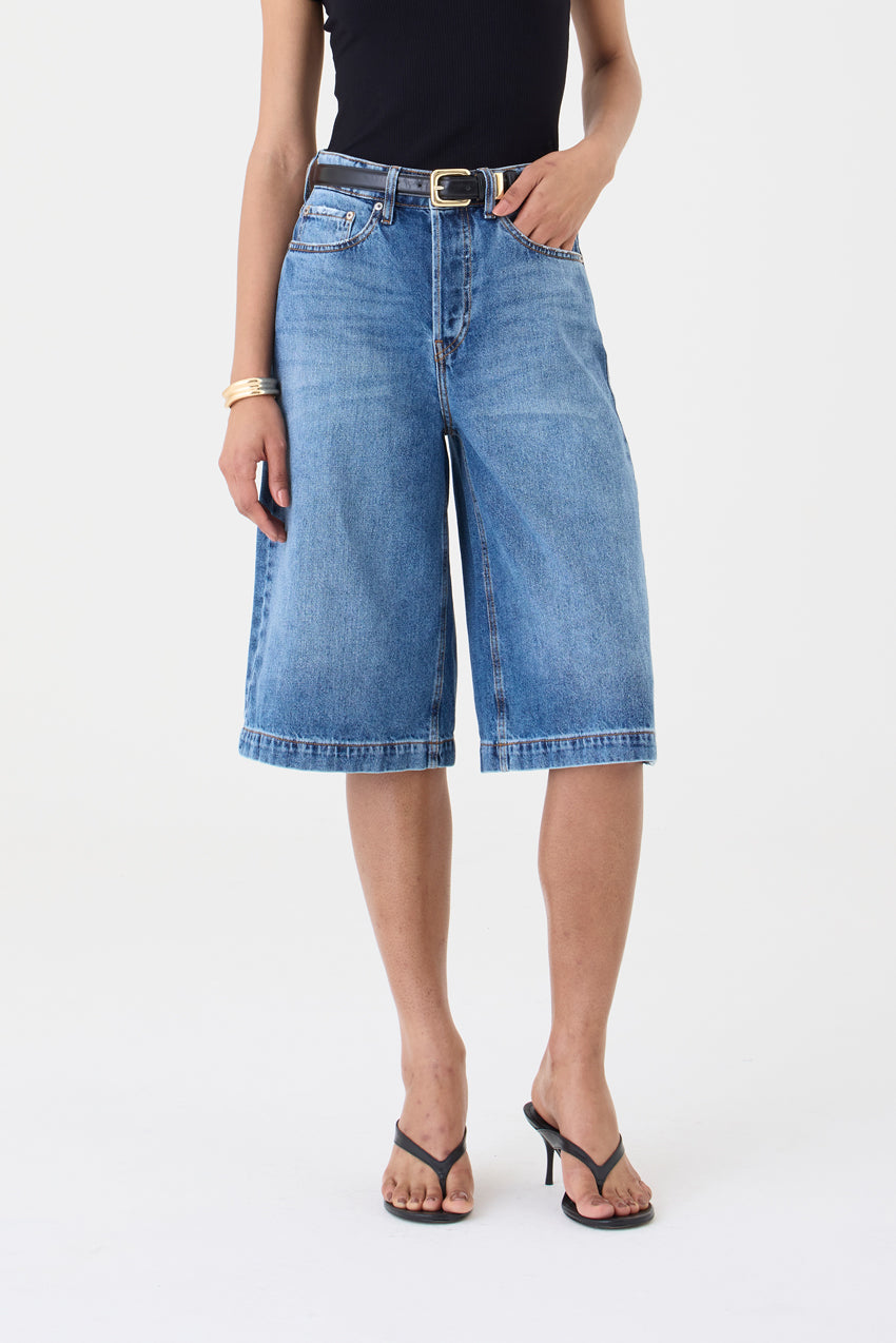 Jorts Sara Barra Larga – Jeans Escuro