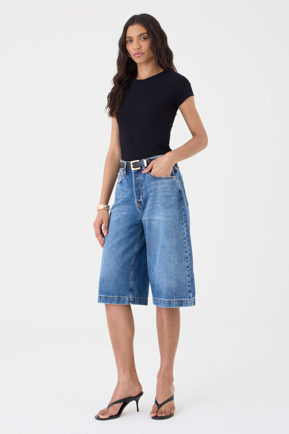 Jorts Sara Barra Larga – Jeans Escuro