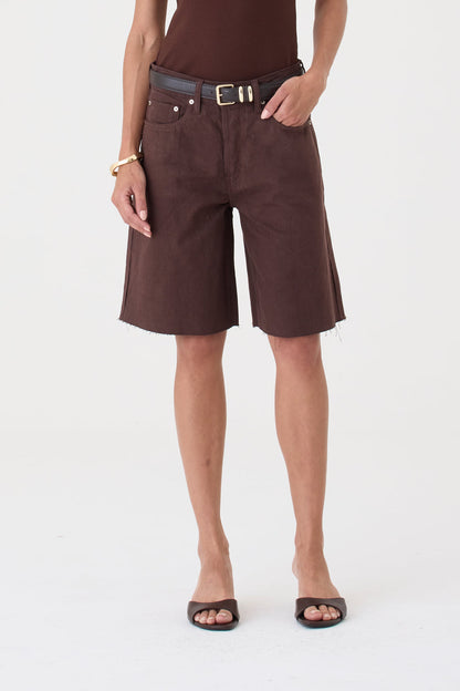 Jorts Helena Barra a Fio – Marrom