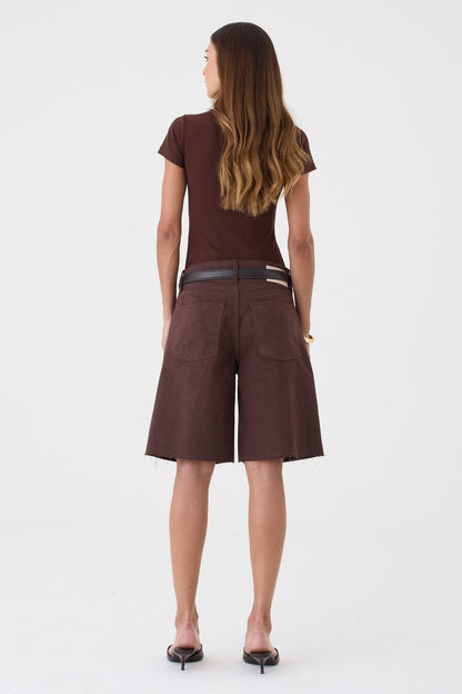 Jorts Helena Barra a Fio – Marrom