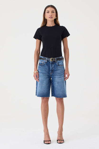Jorts Helena Barra a Fio – Jeans Médio Escuro