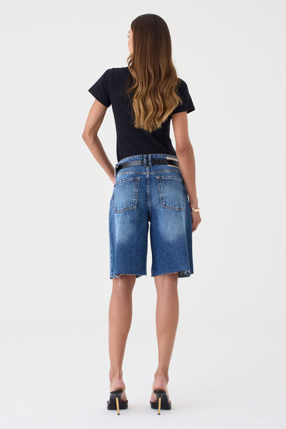Jorts Helena Barra a Fio – Jeans Médio Escuro