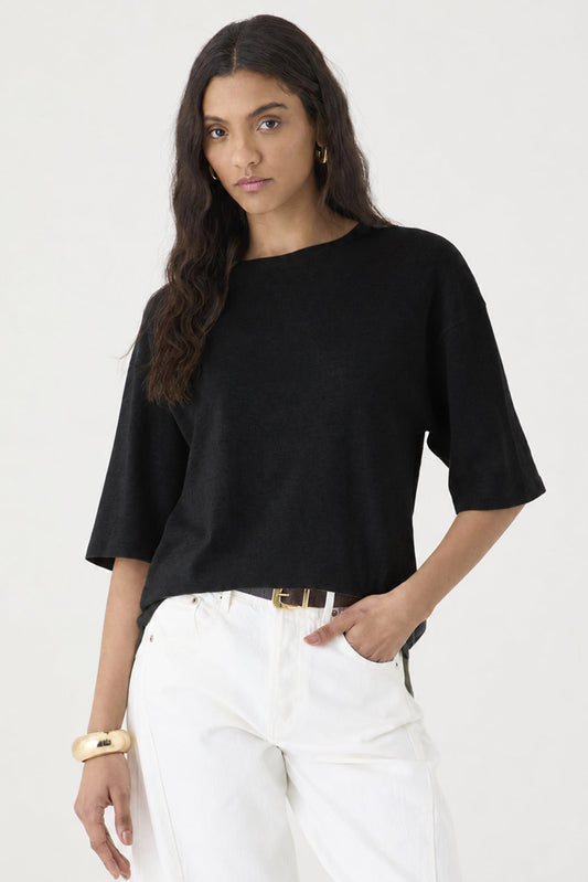 T-shirt Oversized Gola Redonda – Preto