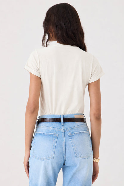 T-shirt Gola Redonda Manga Barra Dobrada – Natural