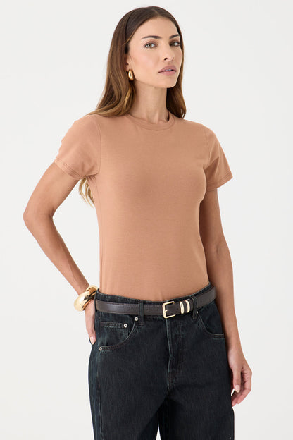 T-shirt Gola Redonda Baby Look – Caramelo