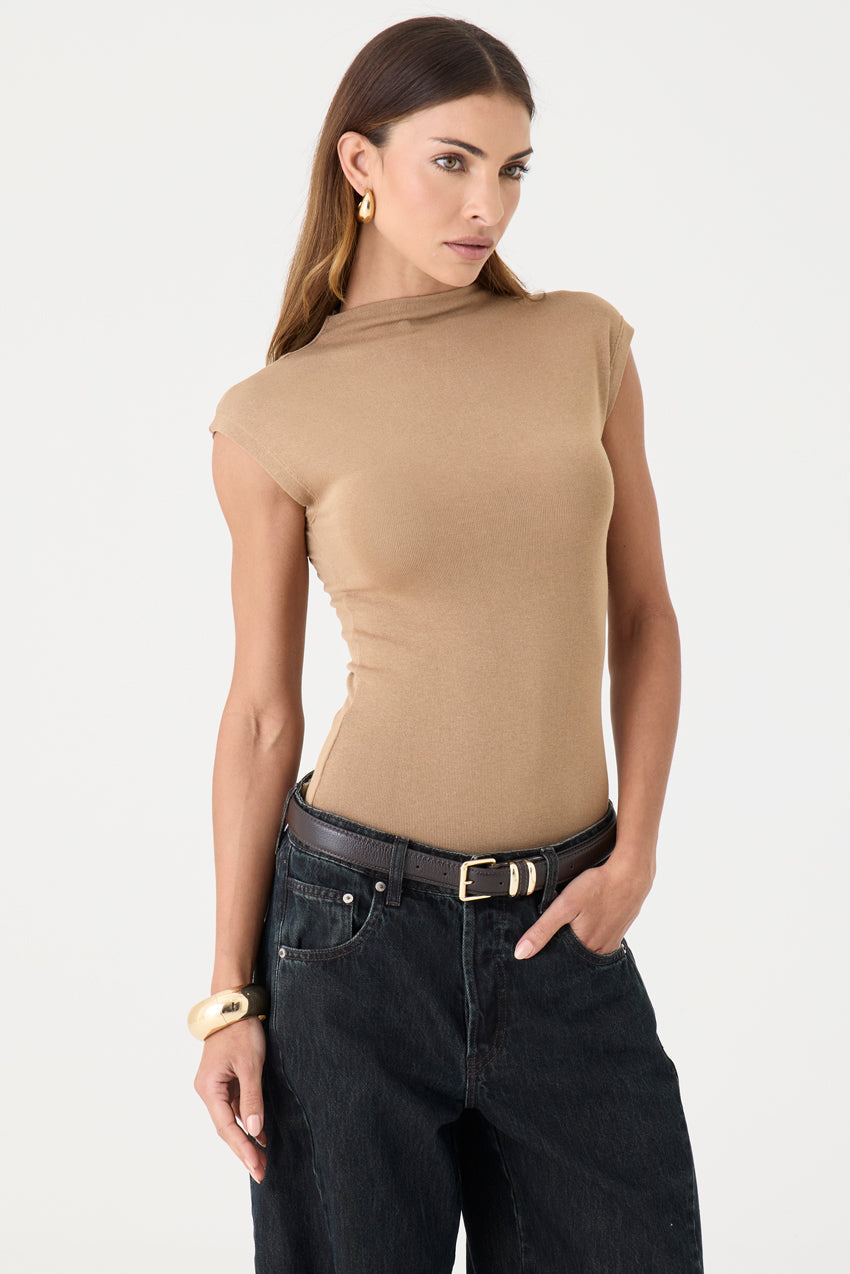 T-shirt Gola Alta Tricot – Areia Escuro