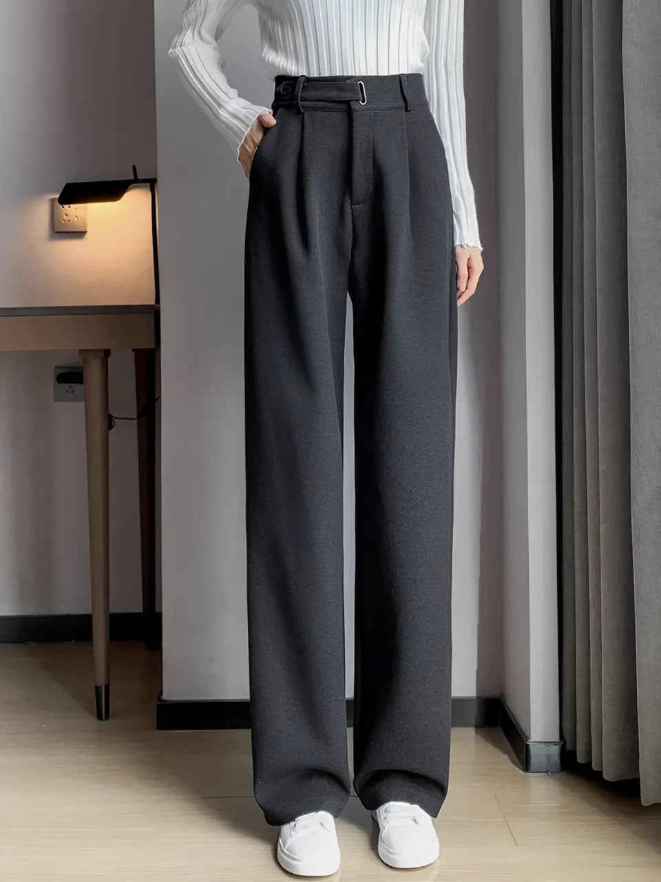 Calça Wide de Lã Batida – Maysa