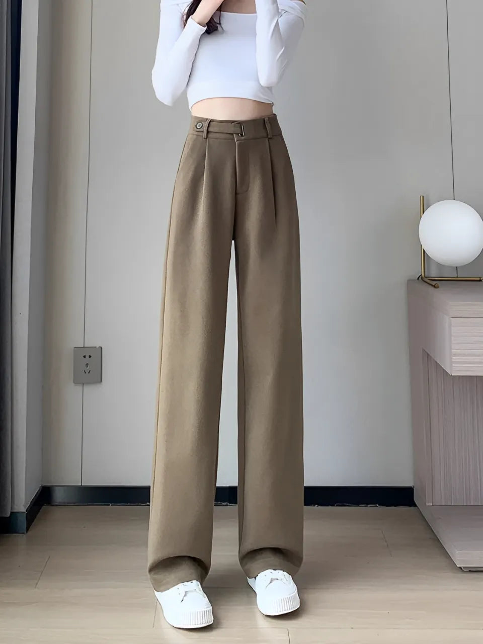 Calça Wide de Lã Batida – Maysa